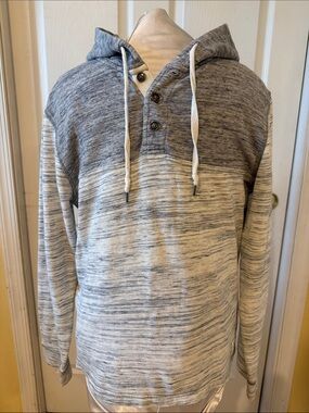 Men’s Lucky Brand Two-Tone Hooded Henley - Gray Label (sz- sm)